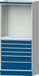 Modulschrank Modell 3007,B1015xT720xH2200mm,RAL 7035/5010 - 6 Schubladen