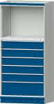 Modulschrank Modell 4003,B1015xT720xH2200mm,RAL 7035/5010 - 6 Schubladen