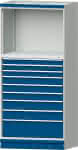 Modulschrank Modell 4006,B1015xT720xH2200mm,RAL 7035/5010 - 9 Schubladen