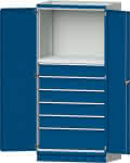 Modulschrank Modell 4003,B1015xT720xH2200mm,RAL 7035/5010 - 6 Schubladen