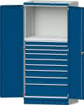 Modulschrank Modell 4006,B1015xT720xH2200mm,RAL 7035/5010 - 9 Schubladen