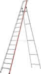 Stufenstehleiter R13,mit Plattform,einseitig begehbar - 14 StufenLänge 4,20 m