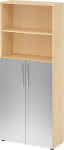 Regal 5OH, 3OH,K: Ahorn / F: Silber,80x34,6x188 cm (BxTxH) - Türen unten BM 4770