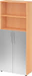 Regal 5OH, 3OH,K: Buche / F: Silber,80x34,6x188 cm (BxTxH) - Türen unten BM 4770