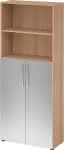 Regal 5OH, 3OH,K: Nussbaum / F: Silber,80x34,6x188 cm (BxTxH) - Türen unten BM 4770