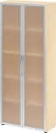 Glastürenschrank , 5 OH,K: Ahorn/F:Rahm. Silb./MG,80x34,9x188 cm (BxTxH) - 4200 BM