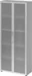 Glastürenschrank , 5 OH,K: Grau/F:Rahm. Silb./MG,80x34,9x188 cm (BxTxH) - 4200 BM