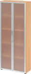 Glastürenschrank , 5 OH,K: Buche/F:Rahm. Silb./MG,80x34,9x188 cm (BxTxH) - 4200 BM