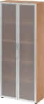 Glastürenschrank , 5 OH,K: Nussb./F:Rahm.Silb./MG,80x34,9x188 cm (BxTxH) - 4200 BM