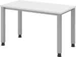 Schreibtisch 4 Fuß eckig,B 120 x T 67 cm,Weiß/silber - man. Stufenlos verstellb.