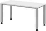 Schreibtisch 4 Fuß rund,B 140 x T 67 cm,Weiß/silber - man. Stufenlos verstellb.