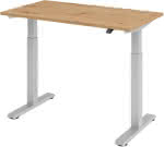Sitz-Steh-Schreibtisch,B 120 x T 67 cm Asteiche,Platte 25mm - el. Stufenlos verstellbar