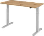 Sitz-Steh-Schreibtisch,B 140 x T 67 cm Asteiche,Platte 25mm - el. Stufenlos verstellbar