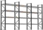 Palettenregal verzinkt,3 Felder á 2700 mm,H 4500xT 1100mm - 24 Holme 3000 kg