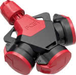 3-Wegekupplung TopTaurus2,Vollgummi mit Klappdeckel,IP54 rot