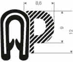 Kantenschutz flexibel,schwarz, mit Moosgummi,,Klemmbereich 1,0-3,0mm, - 16x12mm , 50m