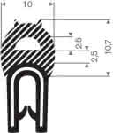 Kantenschutz flexibel,schwarz, mit Moosgummi,,Klemmbereich 1,0-3,0mm, - 10x19mm , 50m