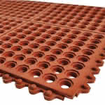 Arbeitsplatzsteckmatte,NBR/NR, rot, ölbeständig,,offene Decke, - 14mm, 900x900mm