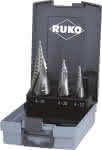 Stufenbohrer-Satz,HSS spiralgenutet 3tlg.,4-12/4-20/4-30mm Ku- - Kassette RUKO