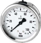 Glyzerinmanometer,rücks. zentr. 63mm G1/4,0-4 bar,Einfachskala, - CrNi-Stahl-Geh., RIEGLER