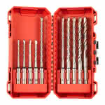 Milwaukee Accessories,5/5/6/6 x 110 mm, 6/6/8/8/10/12 x 160 mm in PACKOU,Hammerbohrer M2 SDS-Plus Set, 10-teilig