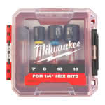 Milwaukee Accessories,7,0/8,0/10/13 mm in PACKOUT kompatibler Kassette,SHOCKWAVE Steckschlüssel 1/4" Set 4-teilig