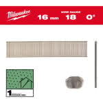 Milwaukee Accessories,1,05 x 1,25 x 16 mm verzinkt, 0°,Stauchkopf-Nägel 18 Gauge für M18FN18GS & M18CN18G