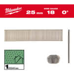 Milwaukee Accessories,1,05 x 1,25 x 25 mm verzinkt, 0°,Stauchkopf-Nägel 18 Gauge für M18FN18GS & M18CN18G
