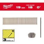 Milwaukee Accessories,1,05 x 1,25 x 19 mm Edelstahl, 0°,Stauchkopf-Nägel 18 Gauge für M18FN18GS & M18CN18G