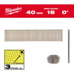 Milwaukee Accessories,1,05 x 1,25 x 40 mm Edelstahl, 0°,Stauchkopf-Nägel 18 Gauge für M18FN18GS & M18CN18G