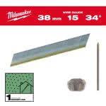 Milwaukee Accessories,1,8 x 38 mm verzinkt, 34°,Stift-Nägel D-Kopf 15 Gauge für M18CN15GA & M18FN1