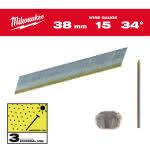 Milwaukee Accessories,1,8 x 38 mm Edelstahl, 34°,Stift-Nägel D-Kopf 15 Gauge für M18CN15GA & M18FN1
