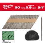 Milwaukee Accessories,7,4 x 2,8 x 50 mm, Glattschaft Stahl blank, 34°,D-Kopf-Nägel für M18FFN