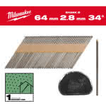 Milwaukee Accessories,7,4 x 2,8 x 63 mm, Glattschaft Stahl blank, 34°,D-Kopf-Nägel für M18FFN