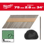 Milwaukee Accessories,7,4 x 2,8 x 75 mm, Glattschaft Stahl blank, 34°,D-Kopf-Nägel für M18FFN
