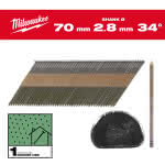 Milwaukee Accessories,7,4 x 2,8 x 70 mm, Ringschaft blank, 34°,D-Kopf-Nägel für M18FFN