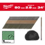 Milwaukee Accessories,7,4 x 2,8 x 80 mm, Ringschaft blank, 34°,D-Kopf-Nägel für M18FFN