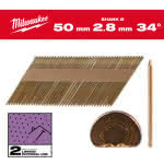 Milwaukee Accessories,7,4 x 2,8 x 50 mm, Ringschaft verzinkt, 34°,D-Kopf-Nägel für M18FFN