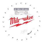 Milwaukee Accessories,160/20 mm Z24 Wechselzahn,Kreissägeblatt Holz für Handkreissägen