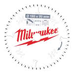 Milwaukee Accessories,165/20 mm Z52 Flachtrapezzahn negativ,Kreissägeblatt Holz/Alu für Handkreissägen