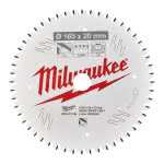 Milwaukee Accessories,165/20 mm Z52 Flachtrapezzahn negativ,Kreissägeblatt Holz/Alu für Handkreissägen
