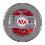 Milwaukee Accessories,10 x SCS41 1 mm in Metallbox,Metalltrennscheibe PRO+ INOX 115 mm