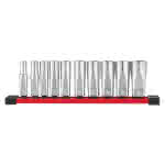 Milwaukee Handwerkzeuge,6-kant imperial, 10-teilig auf Schiene,Steckschlüsseleinsatz 3/8" lang Set