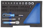 Steckschlüssel-Satz 1/4" in 1/2 L-BOXX 136 Modul,Gedore BLAU