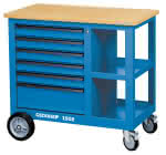 Rollwerkbank mit 6 Schubladen und Schraubstock,Gedore BLAU
