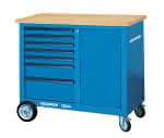 Rollwerkbank mit 7 Schubladen und Schraubstock,Gedore BLAU