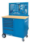 Rollwerkbank mit Rückwand + Hakensortiment,Gedore BLAU