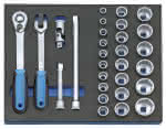 Steckschlüssel-Sortiment 1/2" in CT-Modul 29tlg,Gedore BLAU