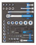 Steckschlüssel-Sortiment 1/4"+1/2" in 2/4 CT-Modul,Gedore BLAU
