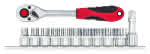Steckschl.+Knarre 1/2 6kt +Leiste 12tlg,Gedore RED